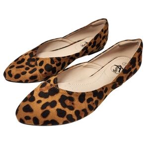 Trary Leopard Print Women's Flats Size 7 Faux Suede